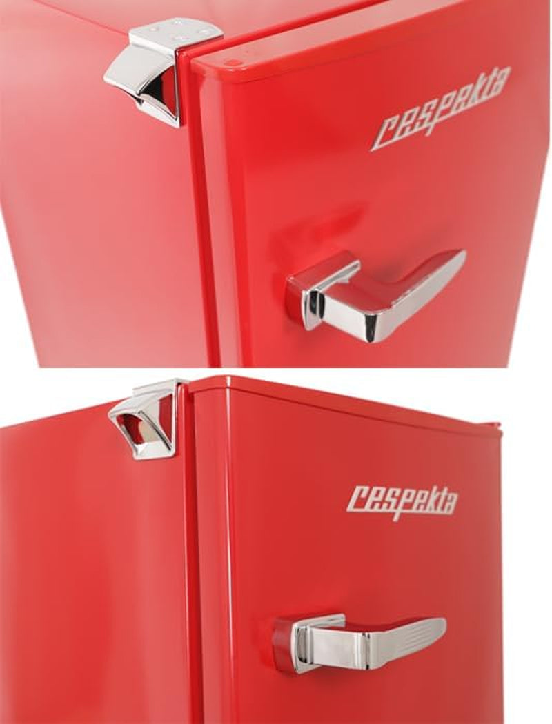 Réfrigérateur Rétro Avec Congélateur Respekta/Rouge / 83,1 X 47,4 Cm / 90 L De Volume Utile/Pieds Réglables En Hauteur/Avec Ouvre-Bouteille Sur Le Côté / KG83R-37