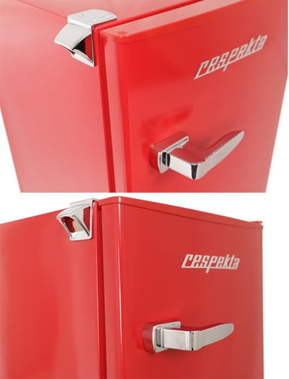 Réfrigérateur Rétro Avec Congélateur Respekta/Rouge / 83,1 X 47,4 Cm / 90 L De Volume Utile/Pieds Réglables En Hauteur/Avec Ouvre-Bouteille Sur Le Côté / KG83R-37
