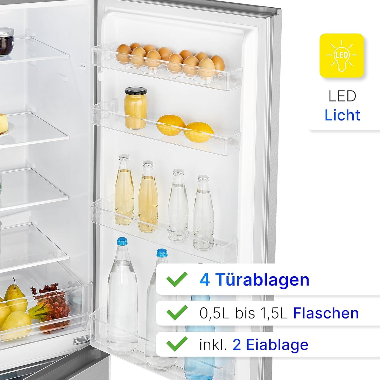 Bomann, Réfrigérateur-Congélateur Indépendant, 55 Cm De Large, 268 L, Eclairage LED, KG7353, Inox