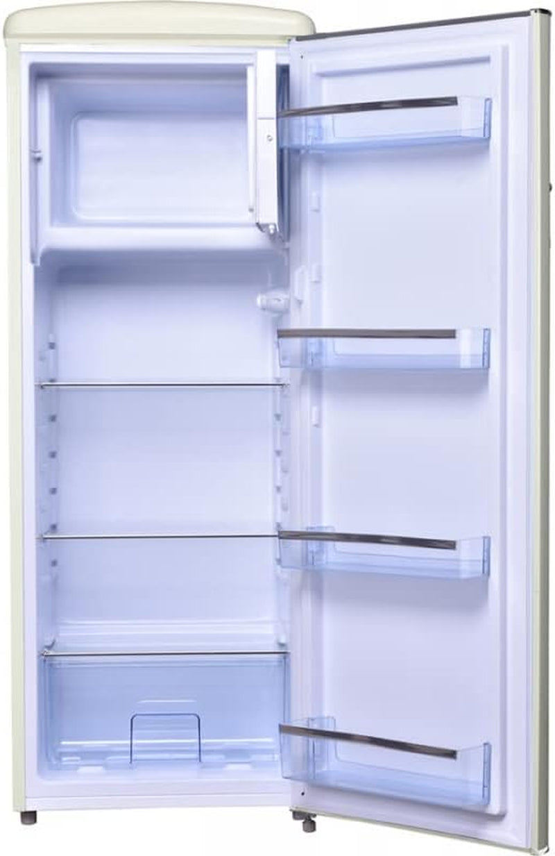 - Réfrigérateur Armoire Rétro RF218RCA++ - Réfrigérateur Congélateur 218L Dont Congélateur 23L - Dégivrage Automatique - Pose Libre - Style Vintage Années 50 - Crème