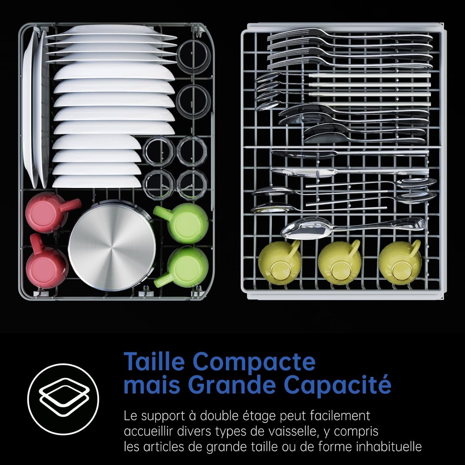 Lave-Vaisselle De Table, Mini Lave-Vaisselle Avec 7 Programmes, Commande Tactile, Affichage À LED, Réservoir D'Eau 5L, Lave-Vaisselle Compact Pour Appartements, Camping, Dortoirs, Blanc