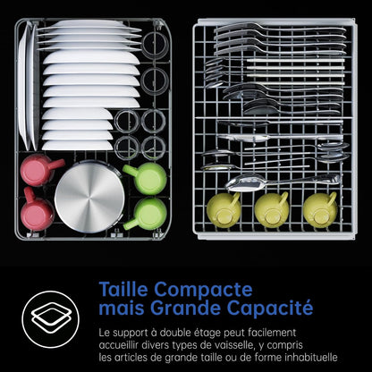 Lave-Vaisselle De Table, Mini Lave-Vaisselle Avec 7 Programmes, Commande Tactile, Affichage À LED, Réservoir D'Eau 5L, Lave-Vaisselle Compact Pour Appartements, Camping, Dortoirs, Blanc