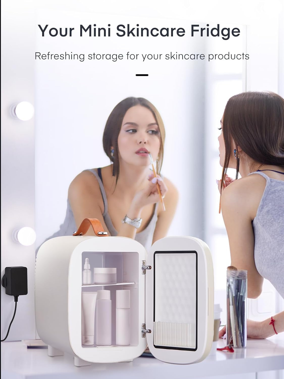 Mini Frigo De Chambre 5 Litres/ 6 Canettes, Petit Frigo USB/CA/CC, Frigo Cosmetique, Mini Réfrigérateurs Pour Boissons, Nourriture, Beauté, Bureau, Dortoir, Voiture, Blanc