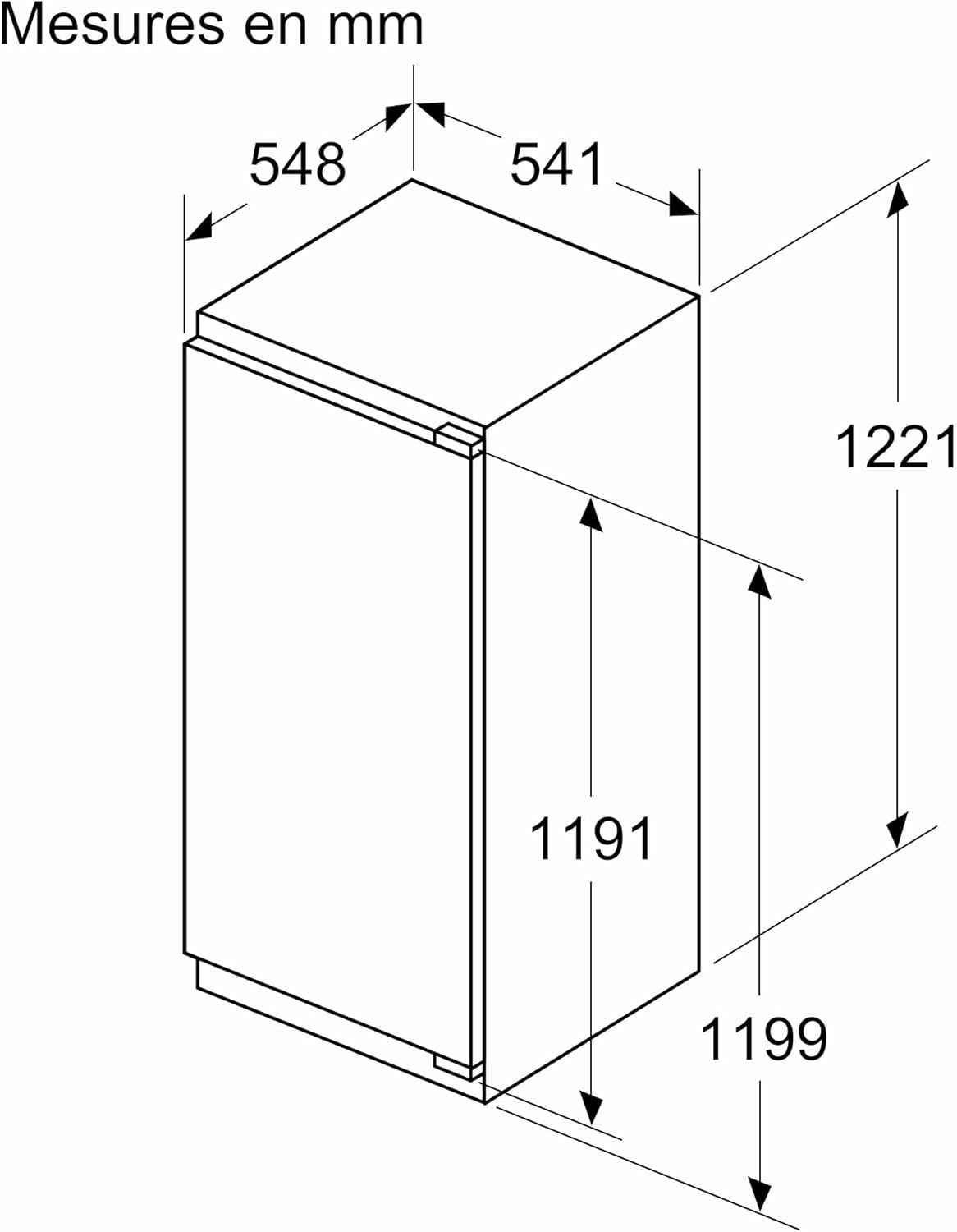 KIR41VFE0, Série 4, Petit Réfrigérateur, Encastrable, 122,5 X 56 Cm, 204 L [Energy Class E]