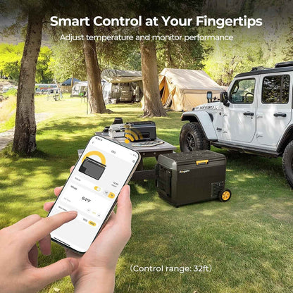 CRS 50L Glacière À Compresseur Avec Roues Poignée Étanchéité IPX4 Congélateur Réfrigérateur À Compression 12/24V 220V Pour Voiture Camping Voyage Bateau Contrôle APP -20℃~20°C