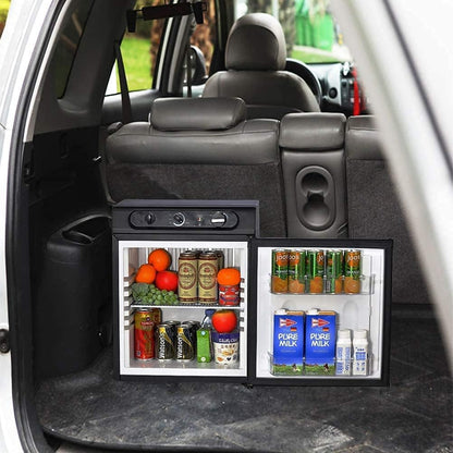 Frigo Trimixte 12V 220V Gaz, Frigo Camping Gaz, 40L, Silencieux Mini Frigo Bar, Mini Réfrigérateur Pour Camping Car Caravane Camion, Noir