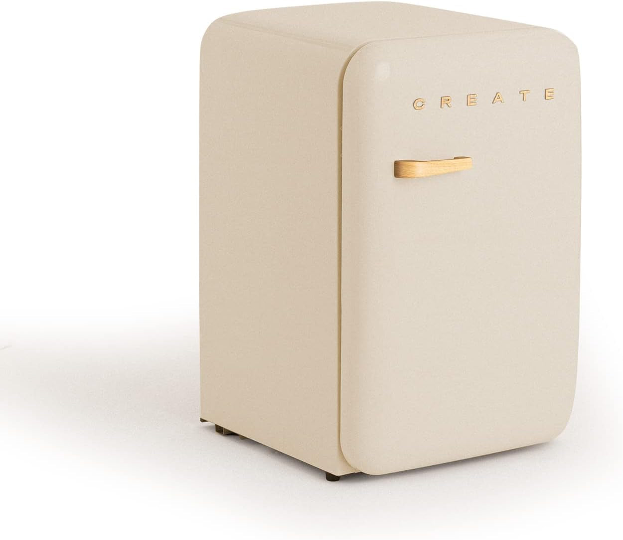 / RETRO FRIDGE 83.5 Wood/Réfrigérateur Blanc Cassé Avec Poignée Bois/Pratique Et Fonctionnel, Matériaux Résistants