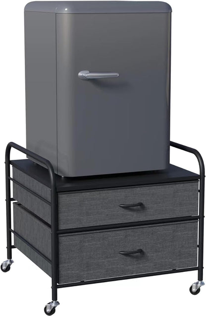 Mini Support De Réfrigérateur Avec Rangement, Mini Table De Réfrigérateur De 54,4 Kg Avec 4 Roues Pivotantes, Chariot De Réfrigérateur Avec Grand Tiroir Pour Dortoir, Maison, Cuisine, Bureau, Dessus