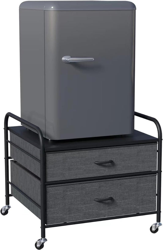 Mini Support De Réfrigérateur Avec Rangement, Mini Table De Réfrigérateur De 54,4 Kg Avec 4 Roues Pivotantes, Chariot De Réfrigérateur Avec Grand Tiroir Pour Dortoir, Maison, Cuisine, Bureau, Dessus