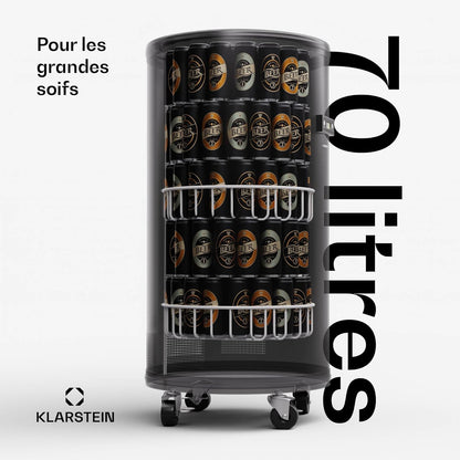 Beersafe L Réfrigérateur Avec Écran LED, Réfrigérateur De Chambre Inox, Réfrigérateur À Boissons Intérieur/Extérieur, Cave À Vin Pour Boissons, Réfrigérateur 70 L Avec Vue 360°, 0-16°C