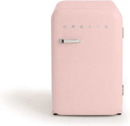 / RETRO FRIDGE 83.5 Silver/Réfrigérateur Rose Avec Poignée Argent/Pratique Et Fonctionnel, Matériaux Résistants