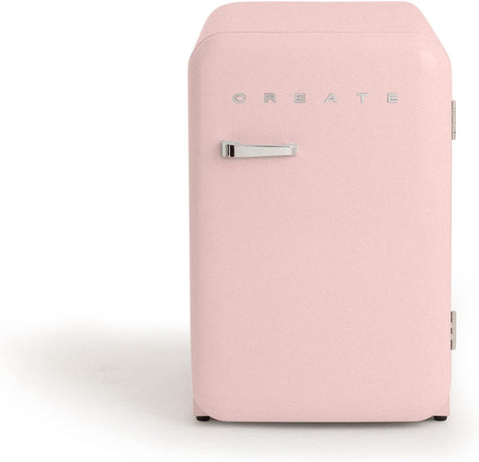 / RETRO FRIDGE 83.5 Silver/Réfrigérateur Rose Avec Poignée Argent/Pratique Et Fonctionnel, Matériaux Résistants