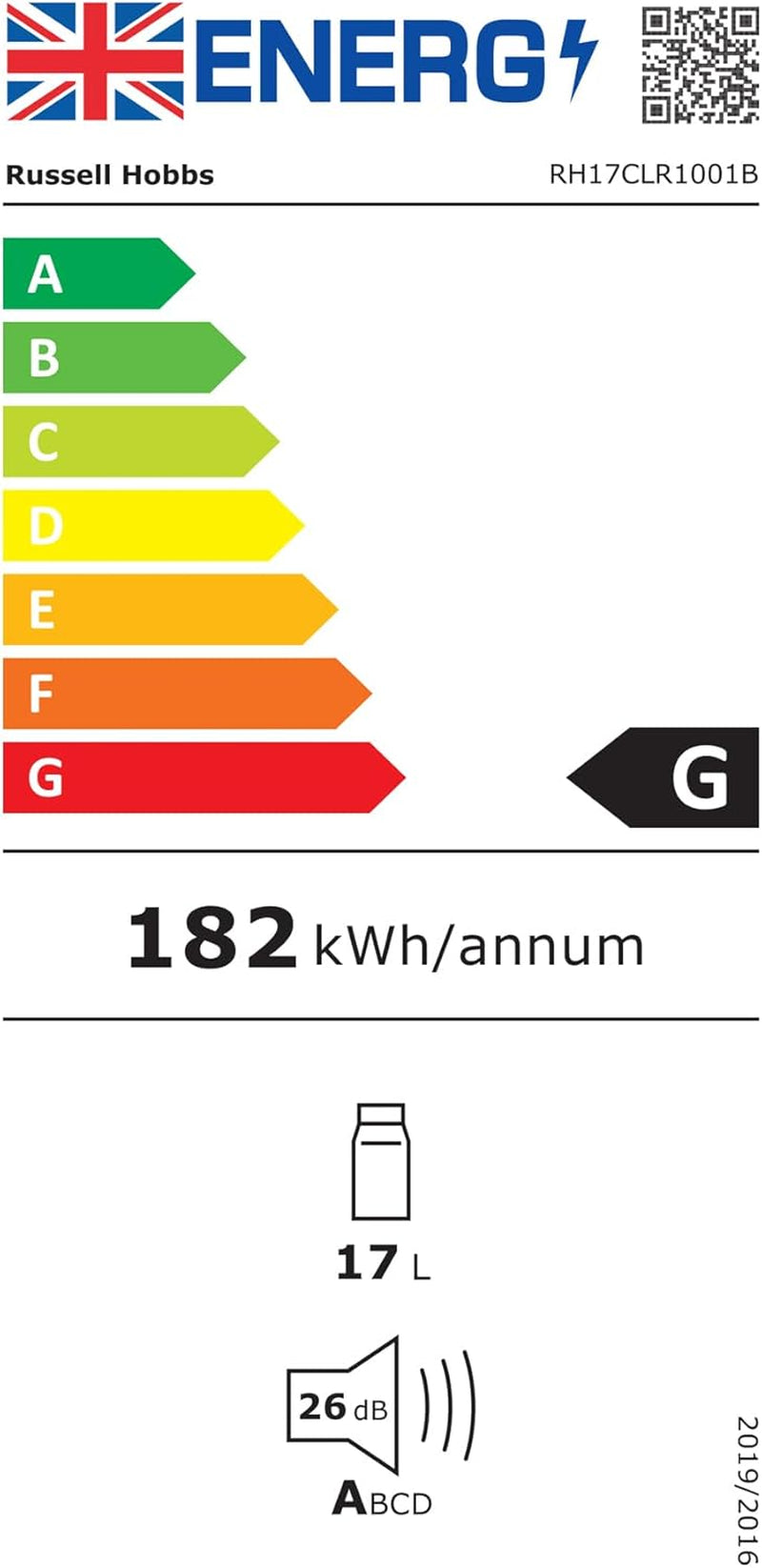 RH17CLR1001B Mini Refroidisseur De Boissons Thermoélectrique Silencieux 17 Litres Avec Thermostat Réglable, Portable, Noir, Compact Pour Chambre, Maison, Caravane, Voiture
