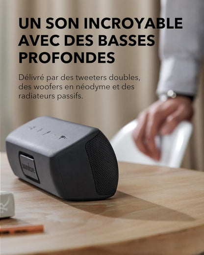Par Anker Motion+ Enceinte Bluetooth Puissante | Son Hi-Res 30 W, USB-C, 12 Heures D'Autonomie, Étanchéité IPX7, Application Avec EQ Modifiable, DSP Avancé Et Audio Fidèle