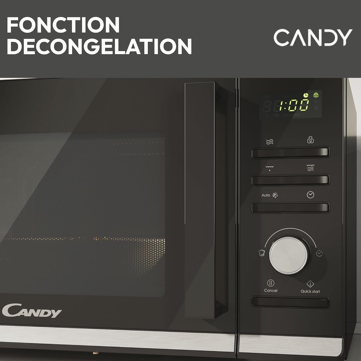 Moderna CMGA25TNDB Four Micro-Ondes Avec Grill, 900 W, 25 Litres,Fonction Décongélation, 20 Menus Automatiques, Nettoyage Facile, Noir