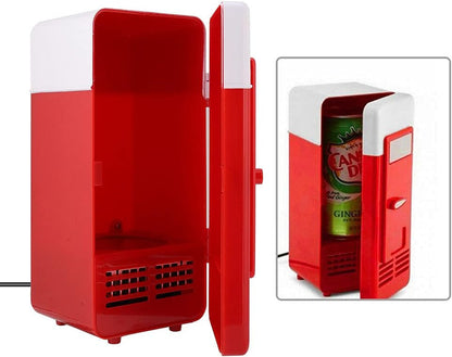Mini Réfrigérateur Portable, Petit Réfrigérateur USB 5V 1 Canette Refroidisseur Et Chauffe-Réfrigérateur, Mini-Réchaud Mignon Refroidisseur De Boissons, Pour Voiture, Bureau, Chambre, Etc.(Rouge)