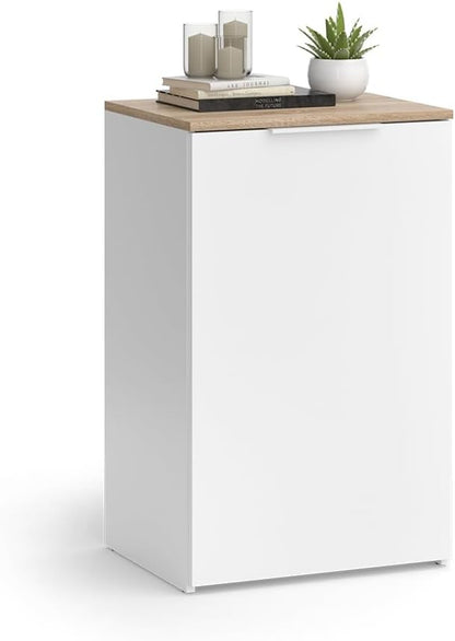 Commode Wido, Blanc, 50X80Cm | Avec Étagère, Pour Le Rangement Et L’Organisation Peu Encombrante