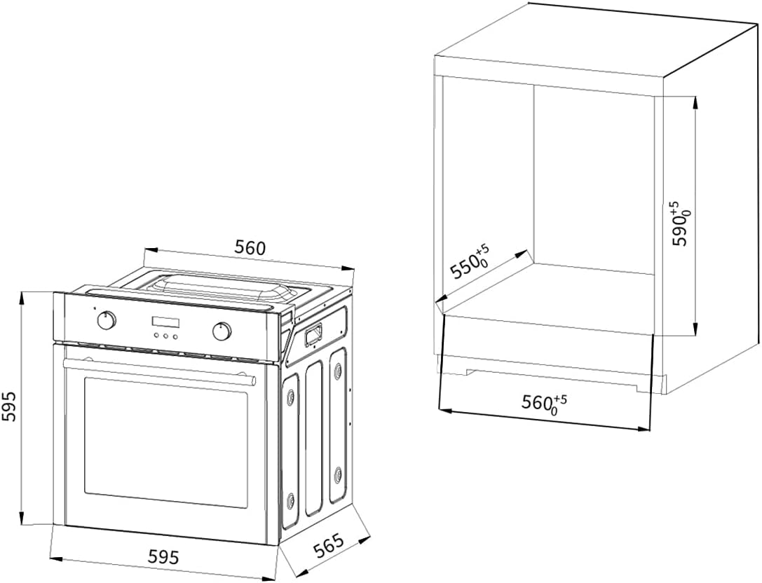 Cuisinière: Four Encastré 60Cm EB8005ED + 77Cm Plaque Vitrocéramique KK7705RL | Fonction Pizza | Grill | Air Circulant | Air Chaud | Minuterie Automatique | SET8005KK77RL