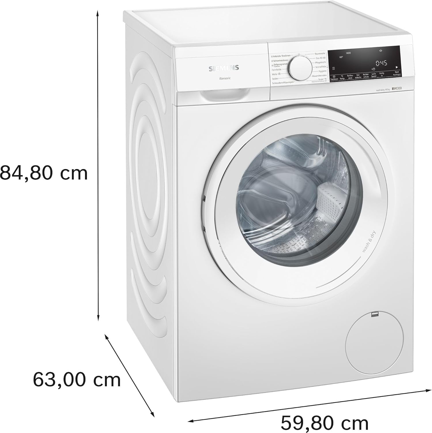 WN34A141 Iq300 Lave-Linge Séchant À Chargement Frontal Avec Capacité De 9/5 Kg, 1400 Tr/Min, Autodry, Speedpack L, Iqdrive, Aquastop, Blanc, 60 Cm