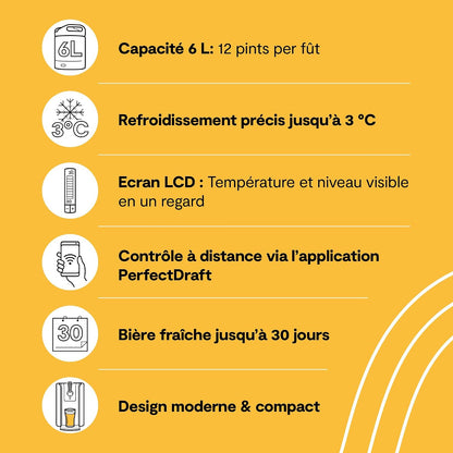 – Pack Tireuse À Bière + 1 Fût Leffe Blonde 6L – Machine Pression À Domicile – Refroidissement À 3°C – 30 Jours Fraîcheur – Écran LED Température – Idée Cadeau Amateur Bière