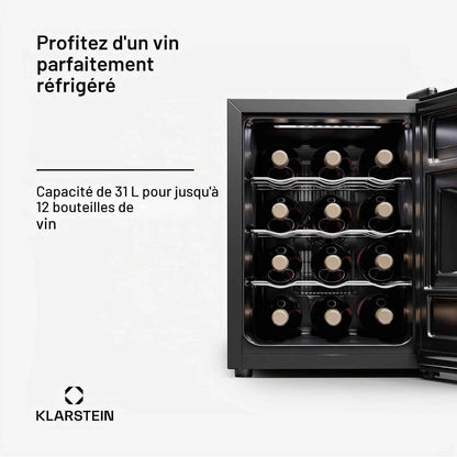 Cave À Vin Autonome 1 Zone, Petit Réfrigérateur À Boissons, Petite Cave À Vin, Petite À Avec Porte Vitrée, Réfrigérateur À Boissons Intérieur/Extérieur, À 12 Bouteilles
