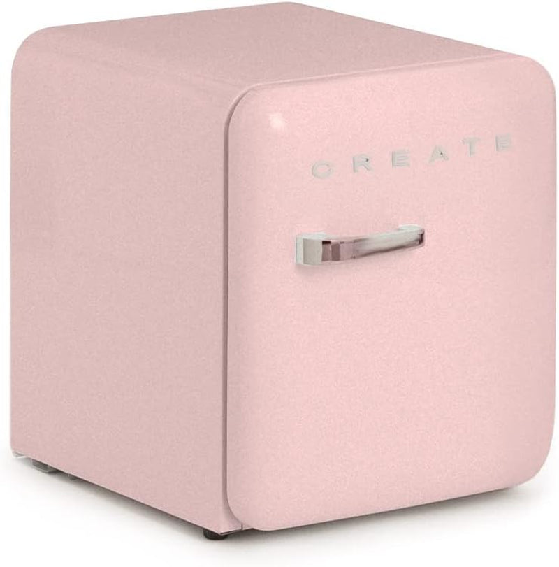 / RETRO FRIDGE 50 Silver/Réfrigérateur Rose Avec Poignée Argent/Pratique Et Fonctionnel, Matériaux Résistants