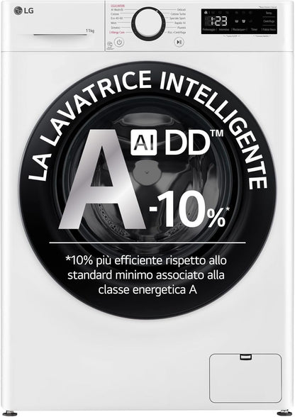 AI DD F4R3011NSWB Machine À Laver Classe a -10%, Charge Avant Série R3, Machine À Laver 11Kg, 1400 Tours, Aiwash, Lavage À La Vapeur, Moteur Direct Drive, Smart Diagnosis, Comptoir, Blanc