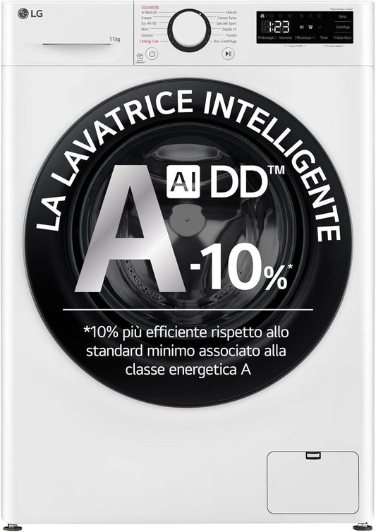 AI DD F4R3011NSWB Machine À Laver Classe a -10%, Charge Avant Série R3, Machine À Laver 11Kg, 1400 Tours, Aiwash, Lavage À La Vapeur, Moteur Direct Drive, Smart Diagnosis, Comptoir, Blanc