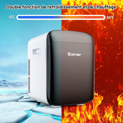 Mini Frigo 15L Mini Réfrigérateur 2 En 1 Fonction De Refroidissement Et De Chauffage, Température -3 ℃ ~ 50 ℃, Mini Frigo Portable 76 Kwh/An Pour Maison/Voiture (Noir)