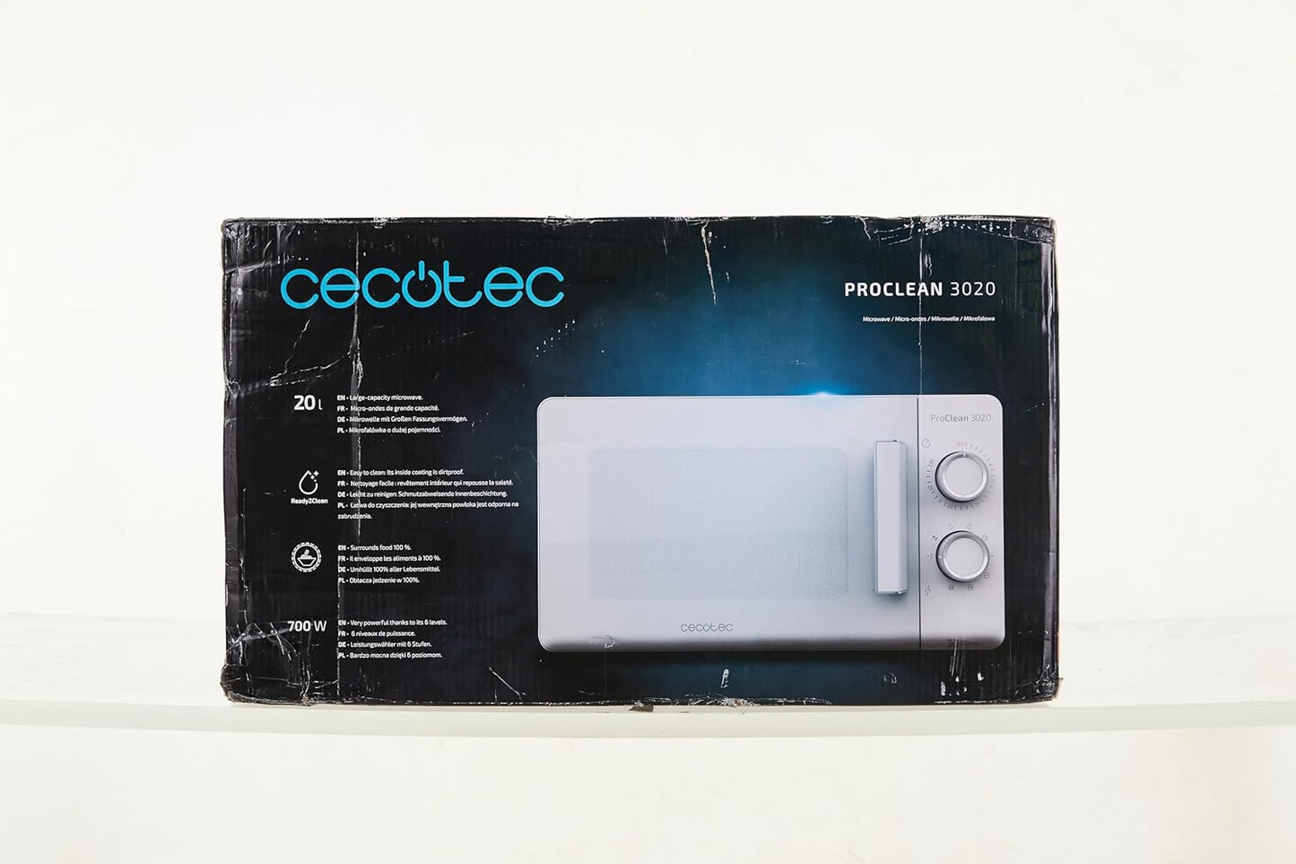Proclean 3020. Micro-Onde Blanc Avec Revêtement Ready2Clean, Technologie 3Dwave, Input 1150W, Output 700W, 20L, 6 Modes.