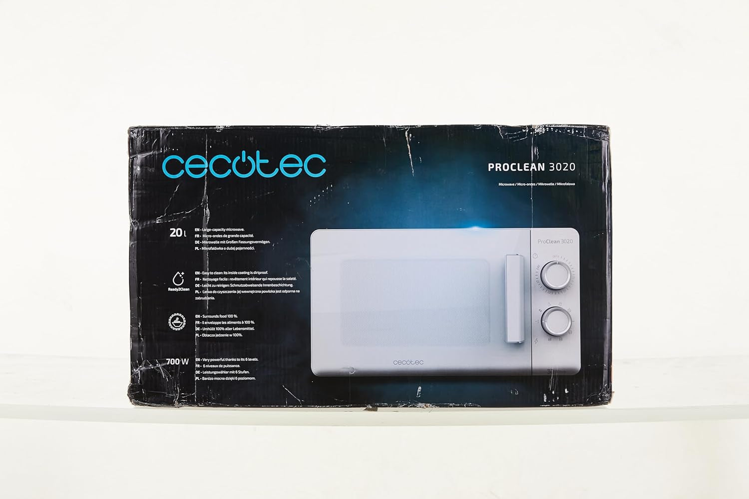 Proclean 3020. Micro-Onde Blanc Avec Revêtement Ready2Clean, Technologie 3Dwave, Input 1150W, Output 700W, 20L, 6 Modes.