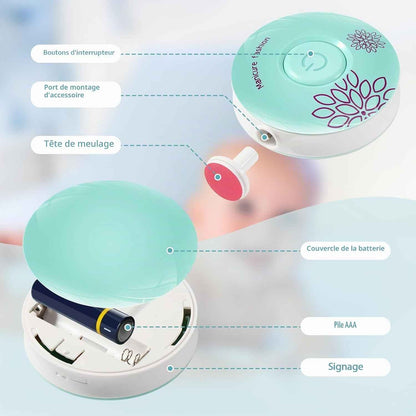 Lime Ongle Bebe, Lime a Ongle Electrique Bebe 6 En 1 Pour Enfants De Tous Âges, Vert | Faible Bruit, Pour Nouveau-Nés, Bébés, Enfants Et Adultes, Pour Le Soin Quotidien Des Ongles, Compacte Et Portable, Verte