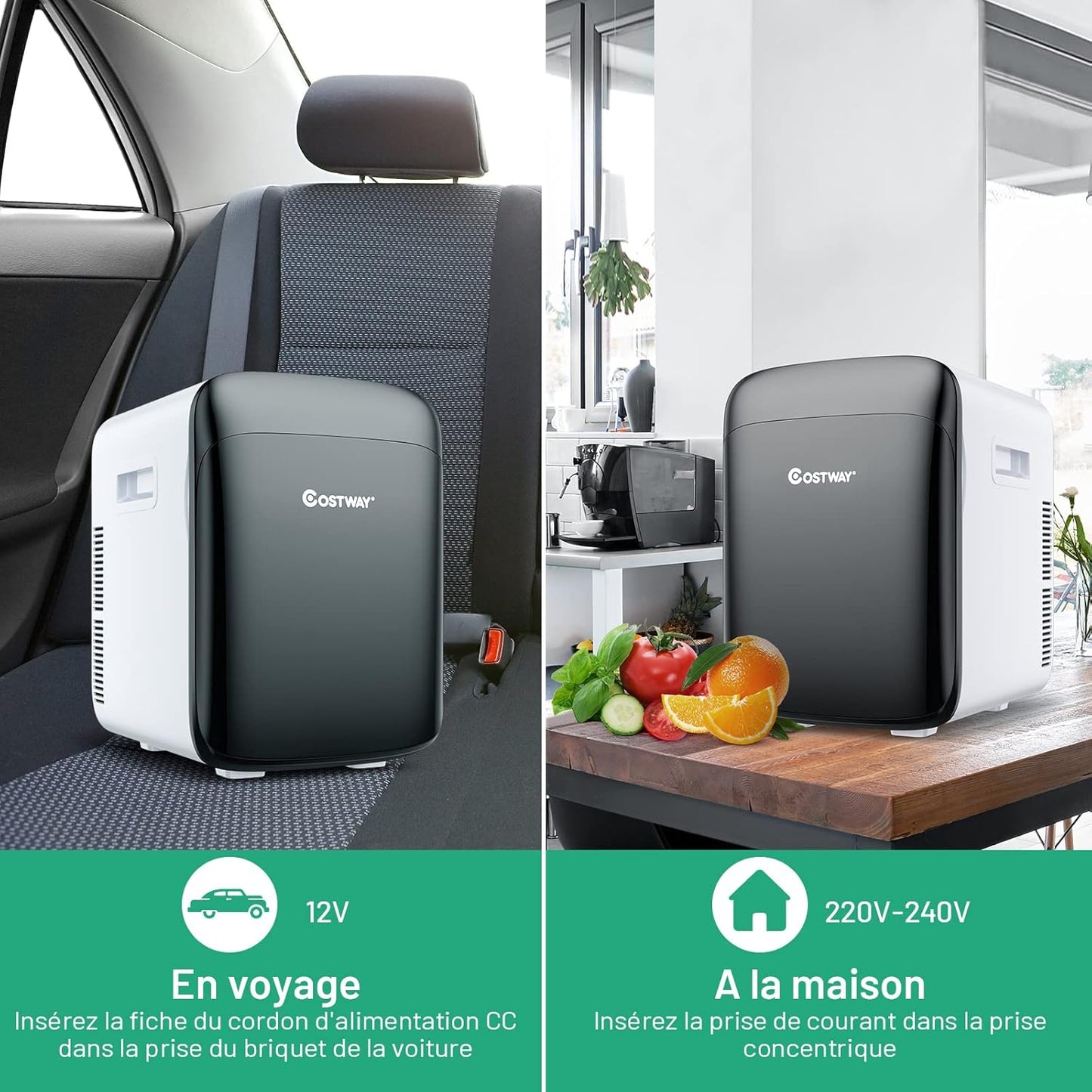 Mini Frigo 15L Mini Réfrigérateur 2 En 1 Fonction De Refroidissement Et De Chauffage, Température -3 ℃ ~ 50 ℃, Mini Frigo Portable 76 Kwh/An Pour Maison/Voiture (Noir)