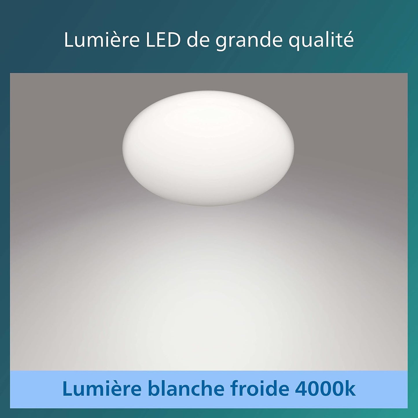 Lighting Plafonnier LED Shan 12W Avec Détecteur De Mouvement, Éclairage Blanc Froid 4000K, Blanc