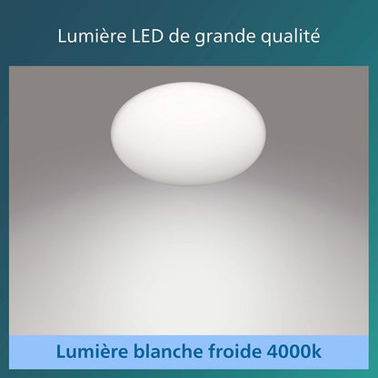 Lighting Plafonnier LED Shan 12W Avec Détecteur De Mouvement, Éclairage Blanc Froid 4000K, Blanc