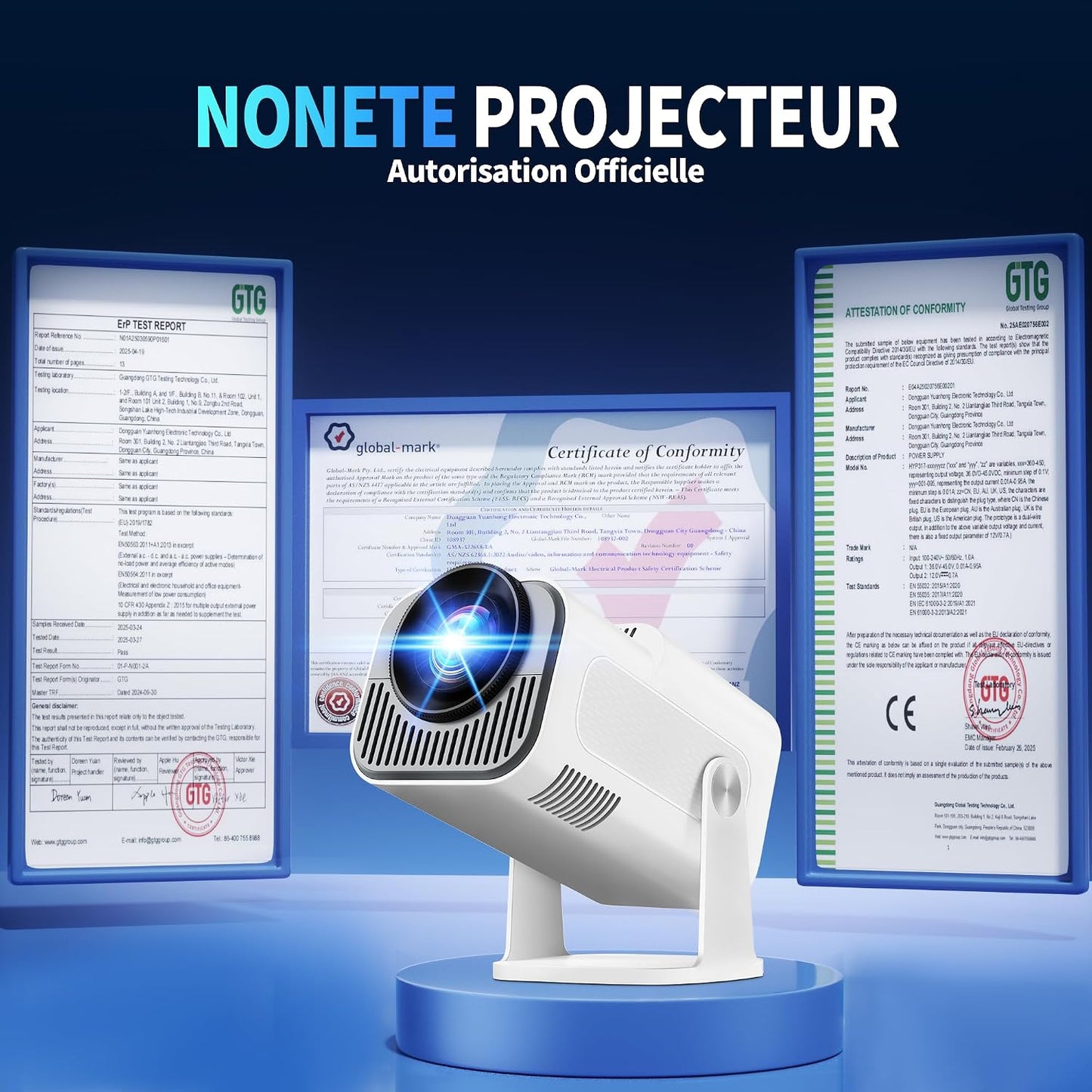 [App Intégrée] Vidéoprojecteur 4K 1080P 2026 Upgraded Mini Projecteur Avec Wifi 6 Et Bluetooth 5.2 Projecteur Trapézoïdale Automatique, 270° Rotationsupporte Hdmi/Tvstick/Memory Stick/Laptop, Blanc