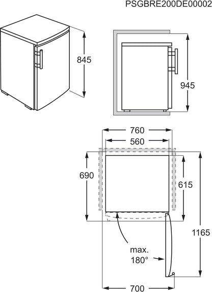 RTB415E2AW Réfrigérateur De Table Autonome 850 Mm 146 L/E