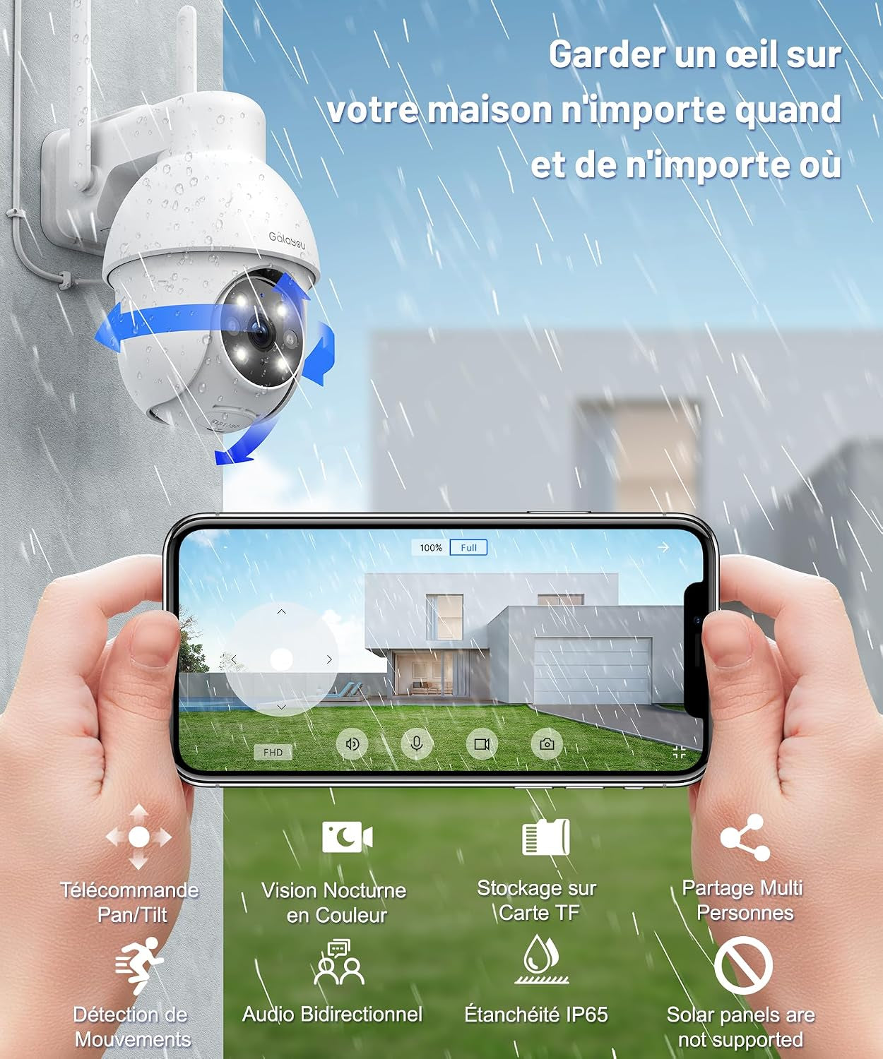 2K 3MP Camera Exterieur, Caméra De Surveillance Extérieur Y4-2P | Camera Surveillance Wifi Exterieure Étanche IP65, Vision Nocturne Couleur, Suivi Intelligent 360°, Alerte Instantanée, Alexa