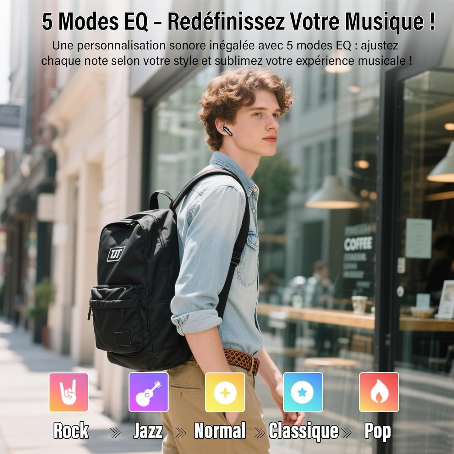 AI Écouteur Traducteur Instantané 164 Langues, ANC/ENC Réduction Du Bruit | 7 Modes De Traduction, Écran Tactile LED, IPX7 Étanche, 48H Autonomie, Casque Musique/Appels/Traducteur