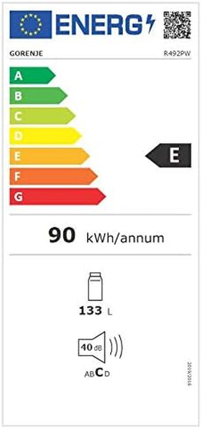 R492PW Réfrigérateur Autoportante 133 L E Blanc