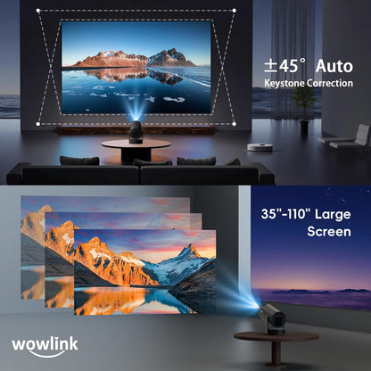 [Apps Intégrées & 2026 Upgraded] Vidéoprojecteur Avec Wifi 6 Et Bluetooth | Projecteur Supporte 4K 1080P Auto Keystone Rotation 180° Compatibile Avec HDMI/TV Stick/Memory Stick/Laptop, Noir
