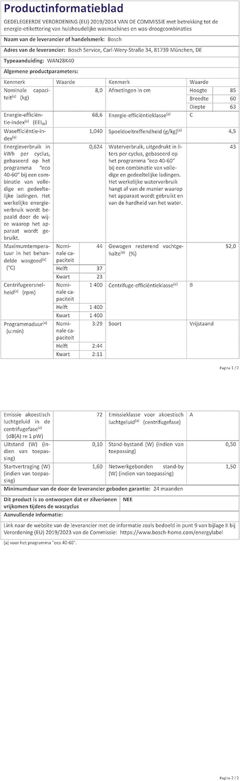 Hausgeräte WAN28K40 Série 4 Machine À Laver, 8 Kg, 1400 Tr/Min, Activewater Plus, Énergie Maximale Et Économie D'Eau, Protection Aquastop Contre Les Dommages Causés Par L'Eau, Moteur Ecosilence