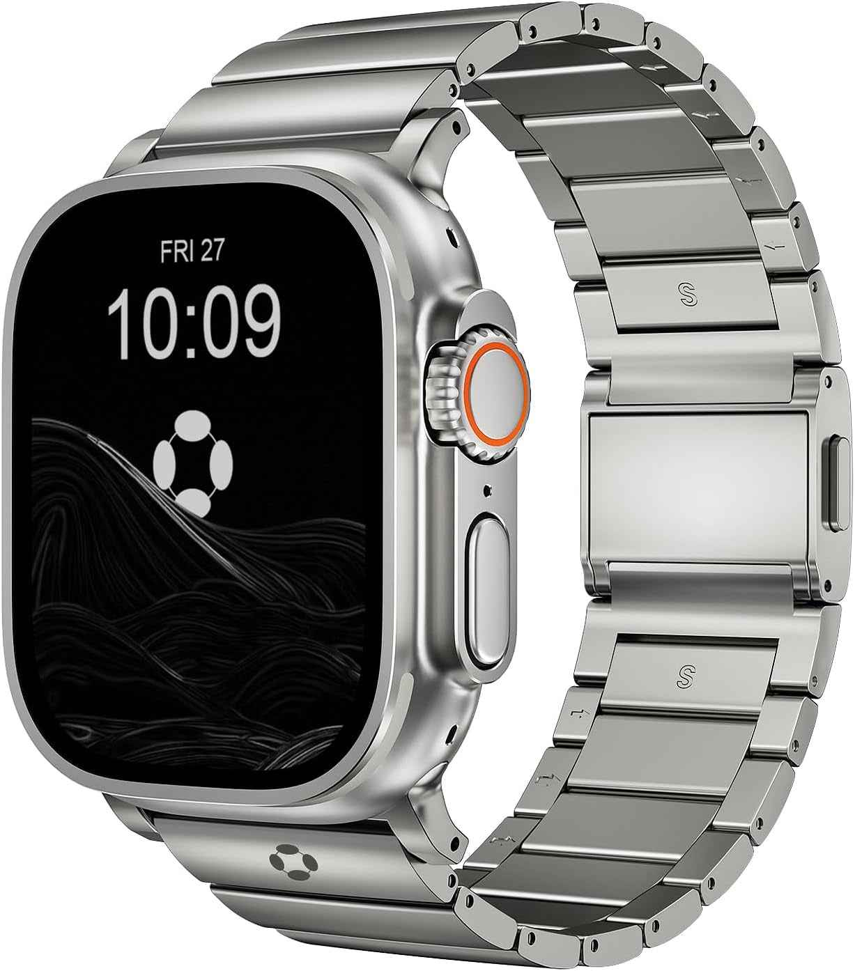 CRNS02 Bracelet En Titane Compatible Avec Apple Watch Ultra 3/2/1 49 Mm & Series 11/10 De 46 Mm – 24 Mm De Largeur, Fermoir Magnétique Réglable En Titane