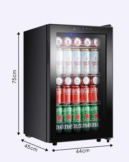 KRC-68GE Réfrigérateur À Boissons, Petit Réfrigérateur À Bouteilles Avec Panneau De Commande Tactile, Zone De Refroidissement 3-18 °C, Réfrigérateur À Bière, 68 Litres, 38 Db, Éclairage