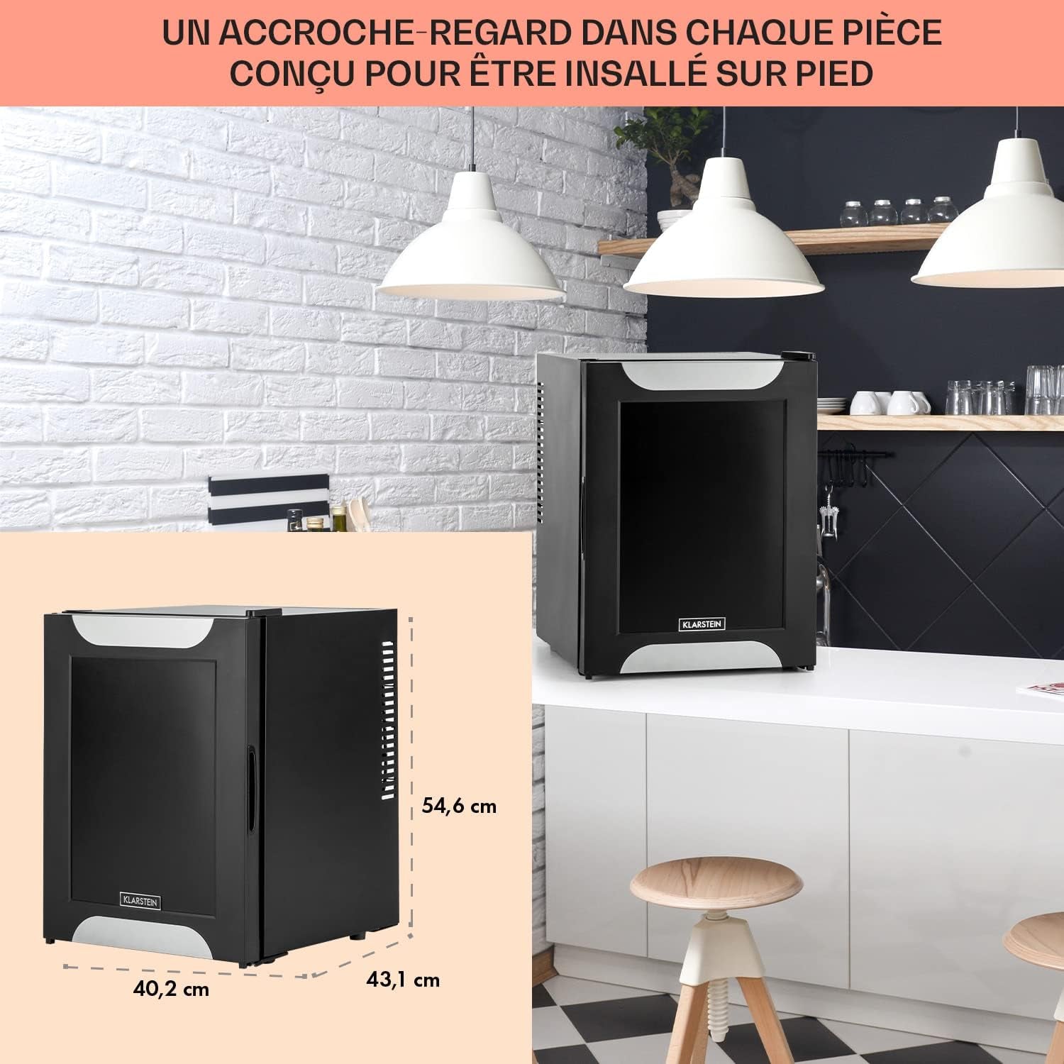 Mini Frigo De Chambre De 33L Pour Snacks Et Boissons, Top Silencieux, Petit Bar, Réfrigérateur Camping, Cosmetique, Avec Étagères Réglables, 5-15°C