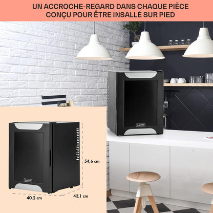 Mini Frigo De Chambre De 33L Pour Snacks Et Boissons, Top Silencieux, Petit Bar, Réfrigérateur Camping, Cosmetique, Avec Étagères Réglables, 5-15°C