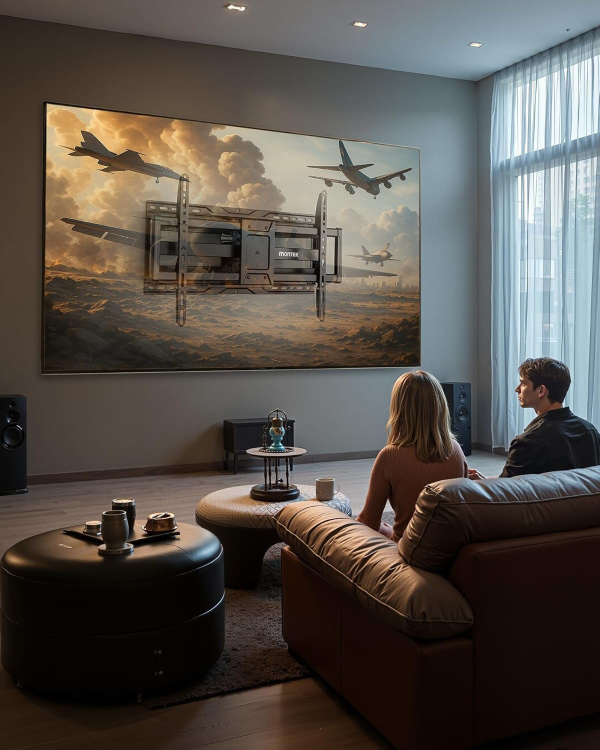 Support TV Mural 37~90",VESA 600 X 400Mm Max, Charge Jusqu'À 75Kg | Support De Téléviseur Mural, Accroche TV Mural, Modèle Mural À Bras Oscillants, Pivotant Et Inclinable