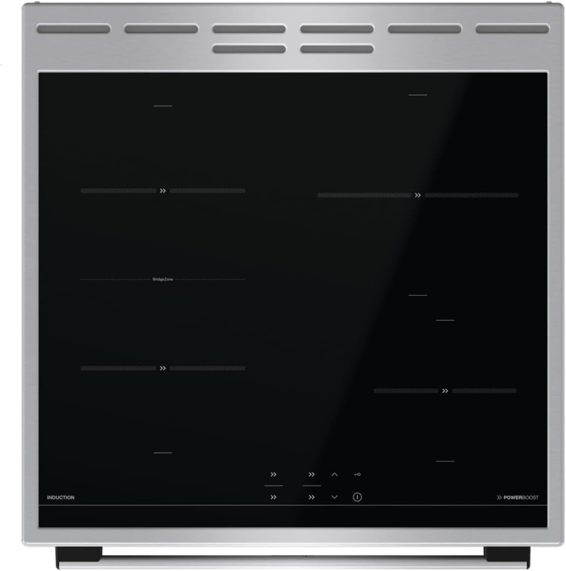GEIT6C60XPG Cuisinière Électrique Sur Pied Avec Plaque À Induction / 60 Cm / 71 L/Airfry/Sécurité Enfant/Gentleclose/Aquaclean/Bridgezone/Powerboost/Acier Inoxydable