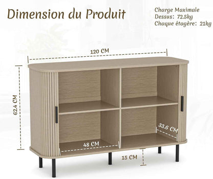Buffet, Armoire De Cuisine Avec 2 Portes Coulissantes, Étagères Réglables, Meuble De Rangement, Bar À Café, Meuble D'Appoint Pour Cuisine, Salle À Manger, Salon,Beige