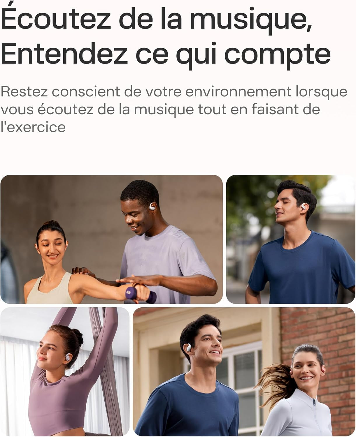 Openfit Air Écouteurs À Oreilles Libres, Charge Rapide - Noir | Bluetooth Sans Fil Avec Microphone, Crochet D’Oreille Air, Charge Rapide, 28 H D’Autonomie, Étanchéité IP54 Pour Le Sport